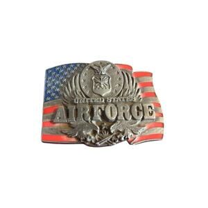 Vintage 1991 U.S. Air Force Military Stars And Stripes Pewter Belt Buckle